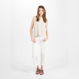 Simon‎ Miller Lamere White Crop Jeans 27 USA Raw Hem Straight Wide Leg Denim